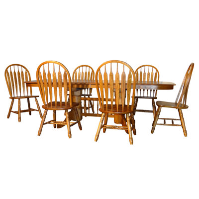 6 - Person Solid Wood Solid Wood Top Trestle Dining Set