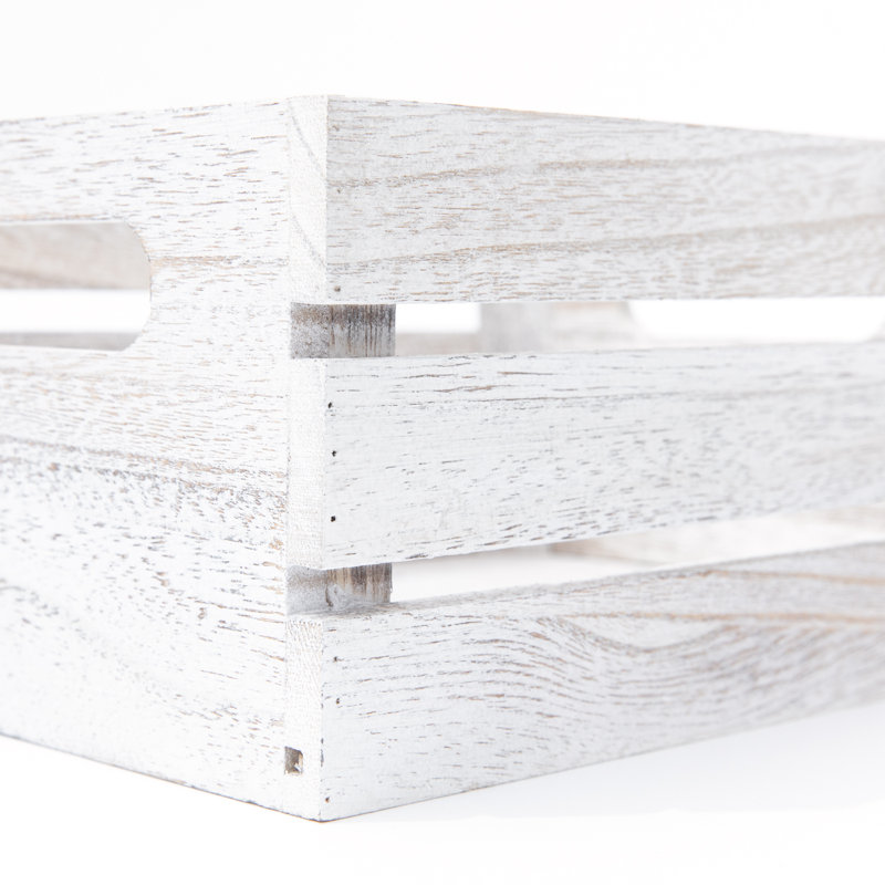 Ensemble de caisses en bois massif, H 5,50 po x l 12 po x P 8 po, Blanc délavé rustique
