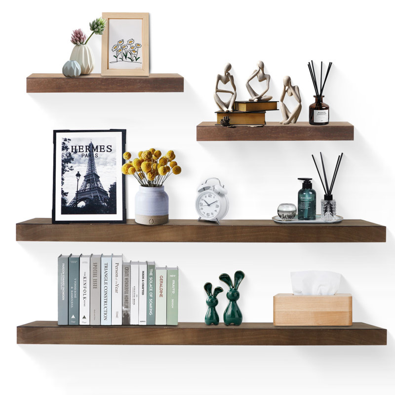 Brown Floating Shelves for Wall,Set of 4