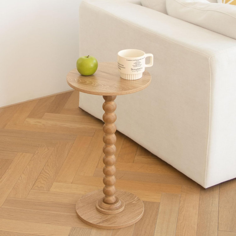 Modern Accent Table Martini Table with Solid Wood Leg Round End Tables Side Table, Rustic Walnut