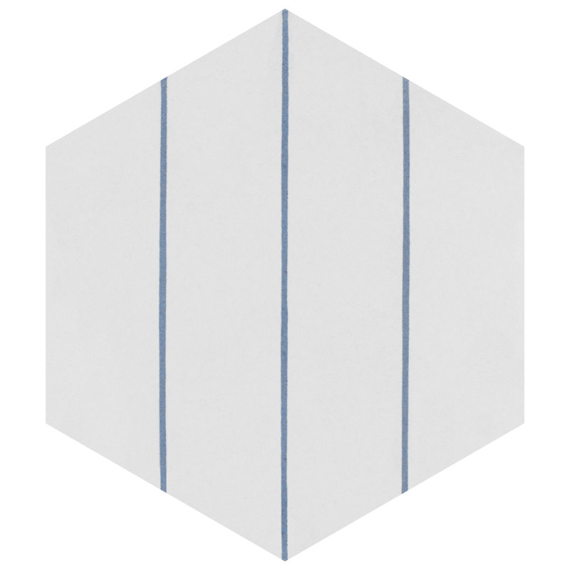 Merola Tile Portas Savona Hex 9" x 10" Porcelain Patterned Wall & Floor Tile, White/Blue