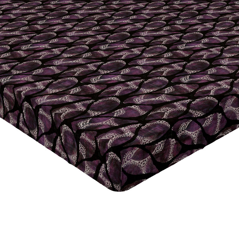 Ambesonne Fitted Sheet, Twin Fitted Sheet, Plum Black Beige Abstract