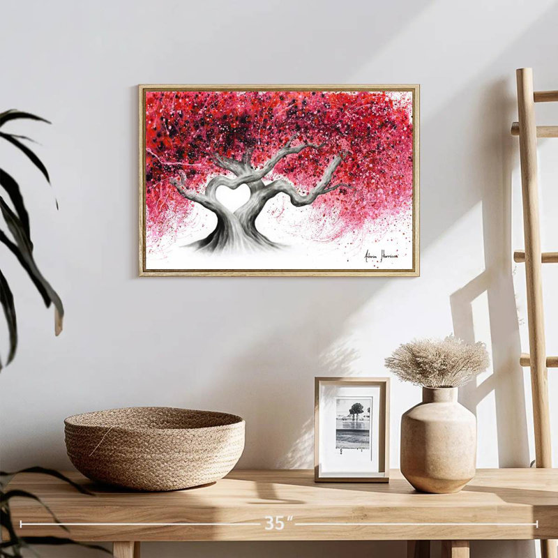 Arbres de l'amour, Cadre flottant en bois naturel, 19 po x 13 po