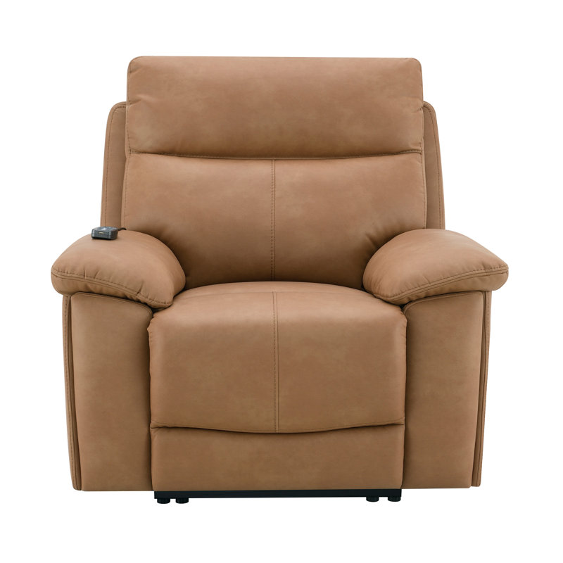 Fauteuil inclinable électrique en cuir brun Aire de Chavis avec port USB et appui-tête électrique