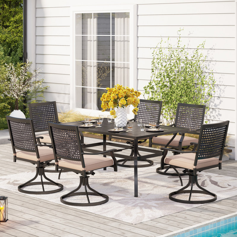 Williamsburg 6 - Person Patio Dining Set with Square Table , Cushions Included
