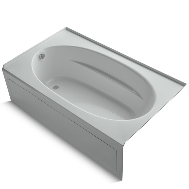 Windward 72" x 42" Alcove Soaking Acrylic Bathtub, Ice Gray, Left