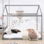 Lit cabane en bois Queen Size avec tête de lit, gris-1977090084