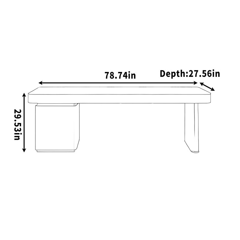 Table d'écriture / d'étude simple en granit, H 29,53 po x l 78,74 po x P 27,56 po
