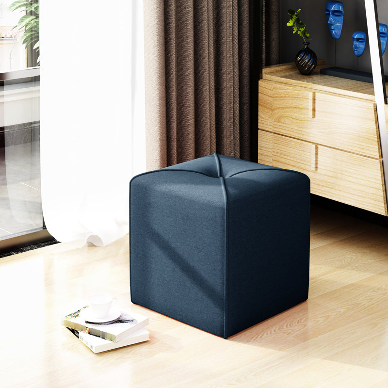 Tissu bleu marine - option de siège carré en forme de cube H 17 po x l 16,5 po x P 16,41 po x 17,4 po