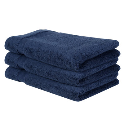 Ensemble de serviettes à main 100% coton Splash Splash, essuie-mains absorbants doux 550 g / m² pour salle de bain, spa et usage quotidien, certifié OEKO-TEX, paquet de 3, bleu marine