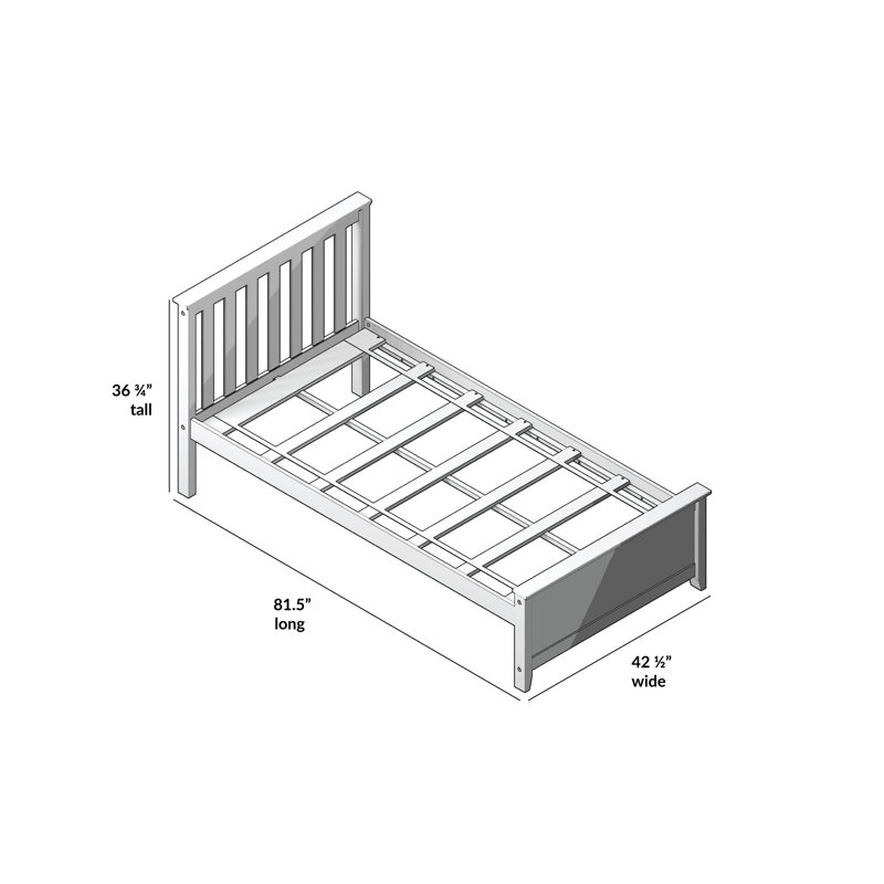 Amor Twin Solid Wood Platform Bed with Guard Rails, Blue