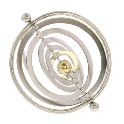 6" Brass And Silver Metal Decorative Orb Tabletop Sculpture