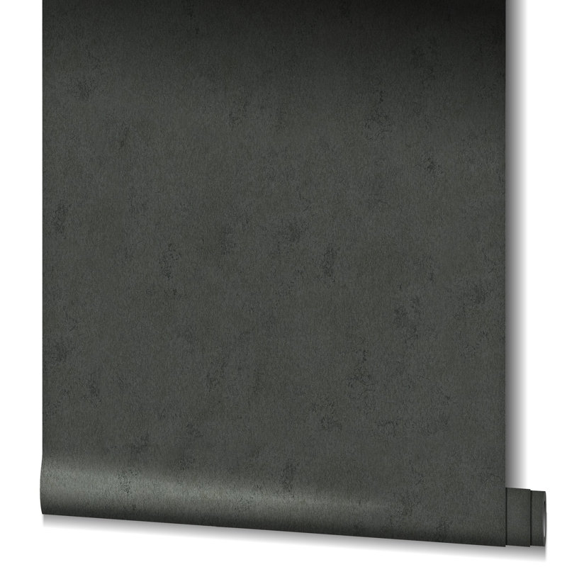 Air Collection Arid Concrete Textured Wallpaper Roll, Black