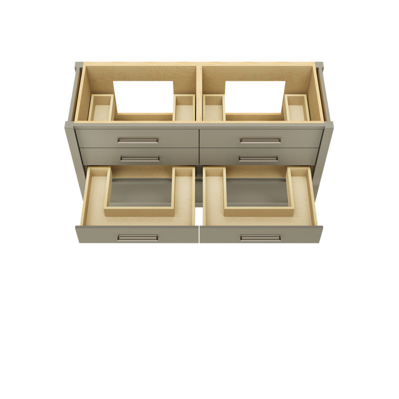 Meuble-lavabo double tiroir Kiawah, Olive française, Nickel satiné, 60"