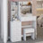 37" Middle Size Left Bedside Cabinet Vanity Table + Cushioned Stool, Extra Large Right Sliding Mirror-115455298