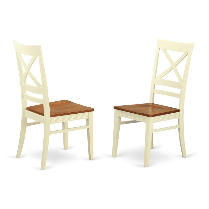 Chaises de salle à manger Quincy - Ensemble de 2 chaises en bois massif à dossier croisé, babeurre et cerise