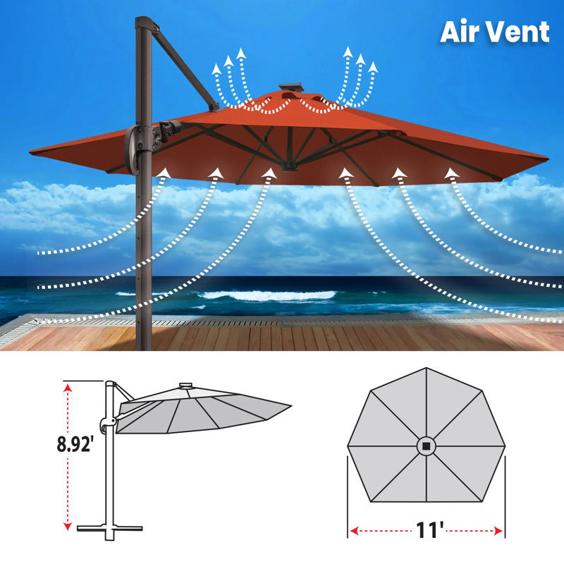 Parasol 11 'Deluxe Sunbrella, Henné