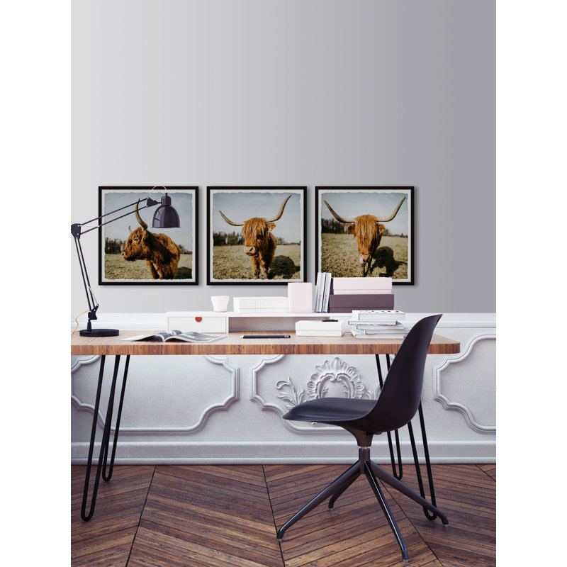 Cow Pose by Marmont Hill - 3 Piece Single Picture Frame Print, 81cm H x 81cm W x 3.81cm D