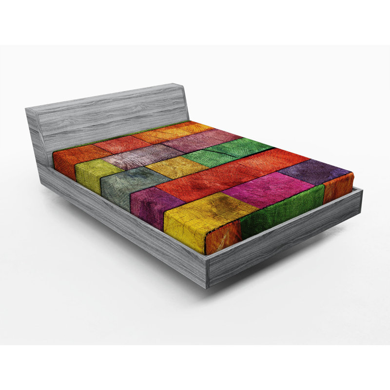 Microfiber Geometric Fitted Sheet, Queen Fitted Sheet