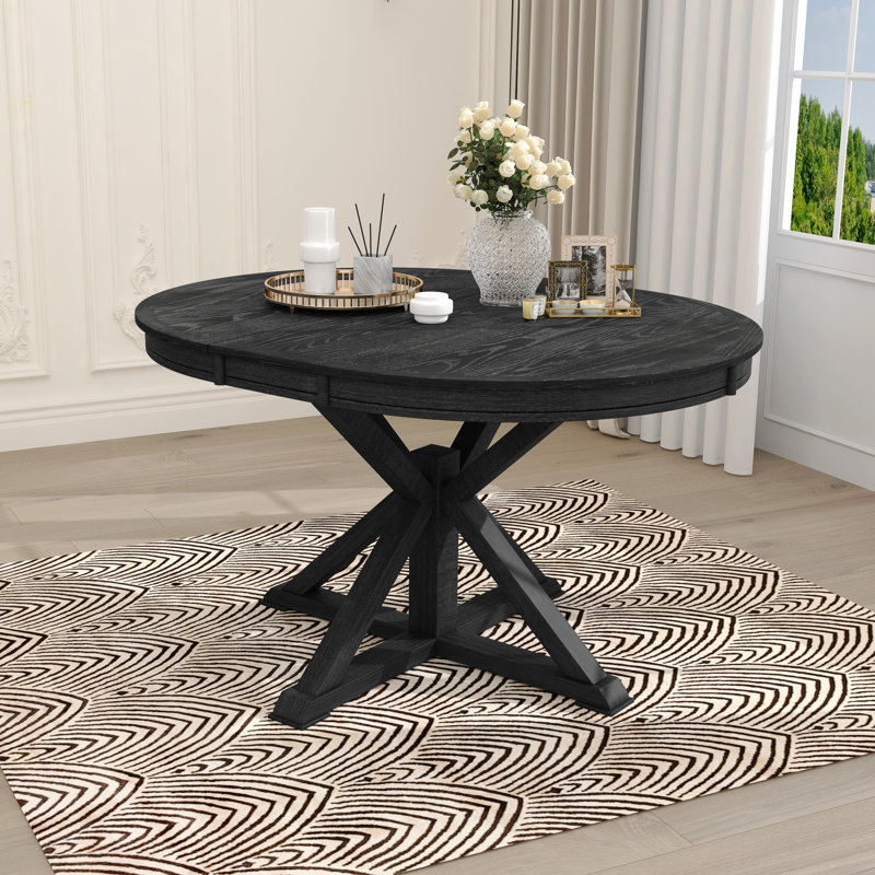 Table de salle à manger rétro avec rallonge fonctionnelle de 12 po pour salle à manger et salon, Espresso, Espresso