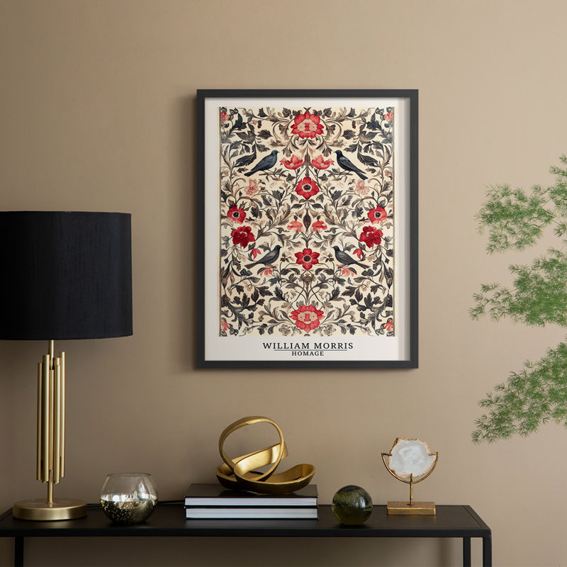 Imprimé encadré en bois massif de la série CCGLLWI de William Morris, Black, H 30 po x l 24 po