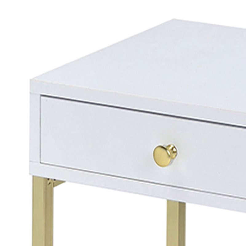 1-Drawer Side Table White Coffee Table Modern Coffee Table