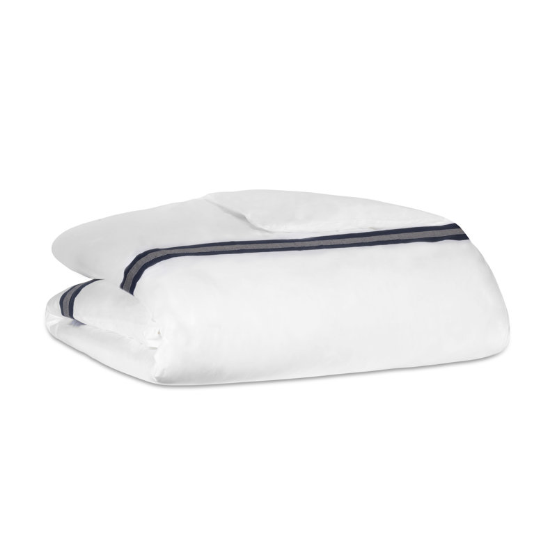 Harper Single Duvet Cover, White/Navy, Queen Duvet Cover