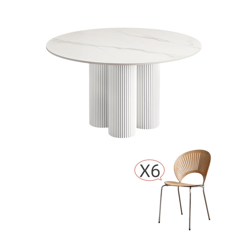 Ensemble de table de salle à manger Simple, H 28,7 po x L 51,1 po x l 51,1 po, 7 pièces : table, 6 chaises