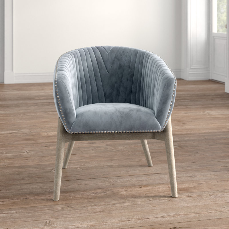 Fauteuil demi-tonneau en velours 28 po Barnes, gris