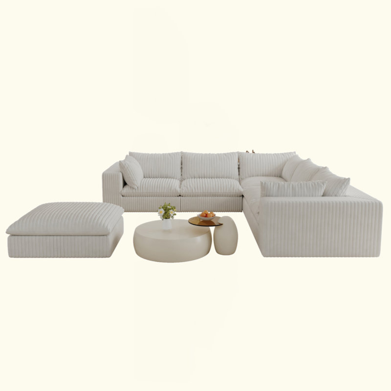 Canapé Cloud, tissu en velours côtelé, sièges profonds, conception à deux couches, coussin amovible, sans assemblage, combinaison à faire soi-même pour le salon, la chambre à coucher, la salle de conférence, un appartement