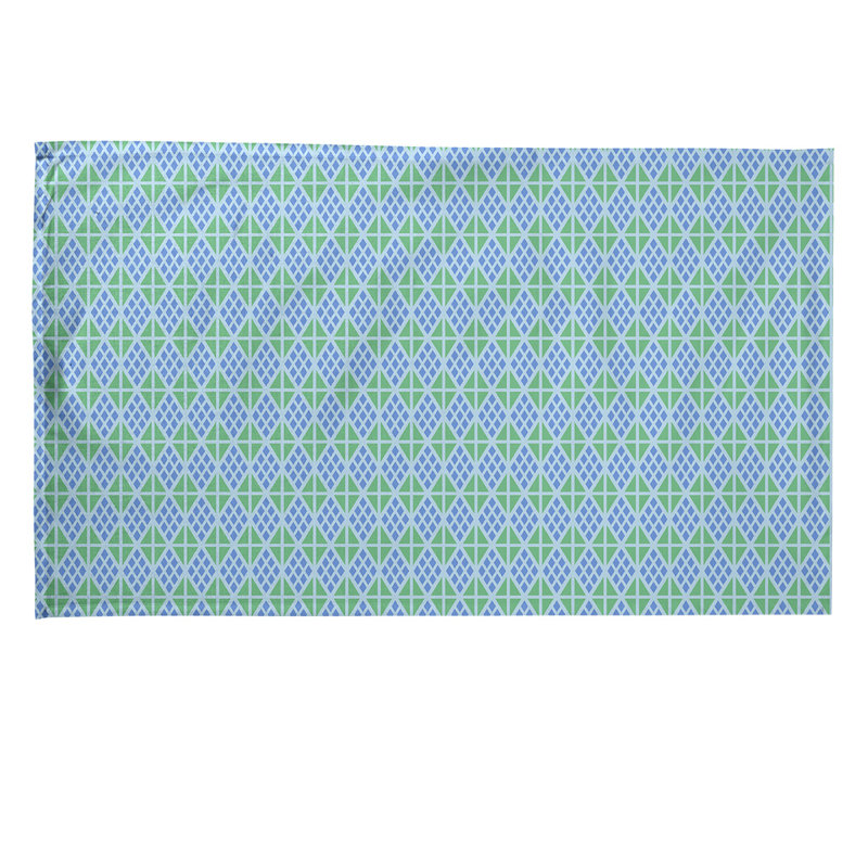 Serviette de thé diamants, Bleu / Vert, Polyester sergé
