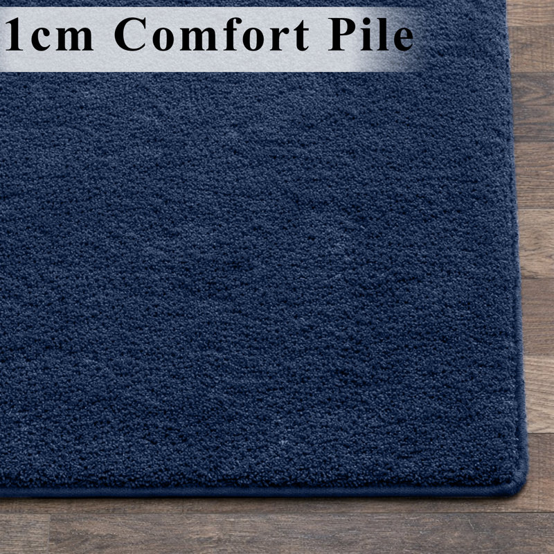 Luxury Pashmina Rug High Low Pile Bedroom Carpet , 160x230 cm, Navy