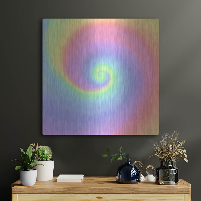 Ivy Bronx «Pastel Rainbow Swirl» par Art Licensing Studio, art mural en métal