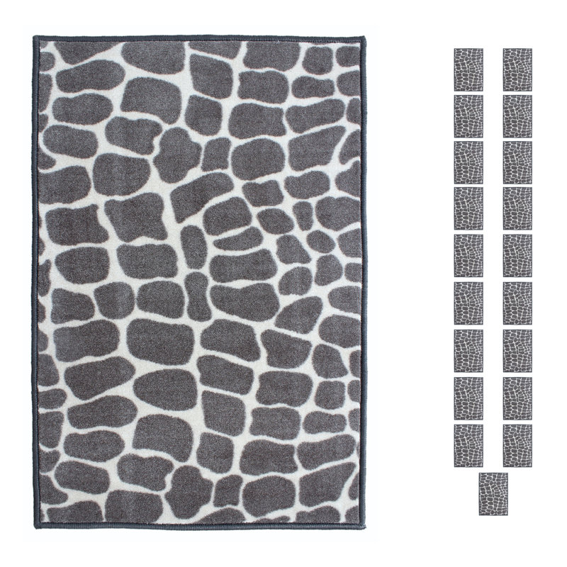 Ensemble de tapis touffetés en nylon gris Zemamra, Rectangle 2 pi x 3 pi