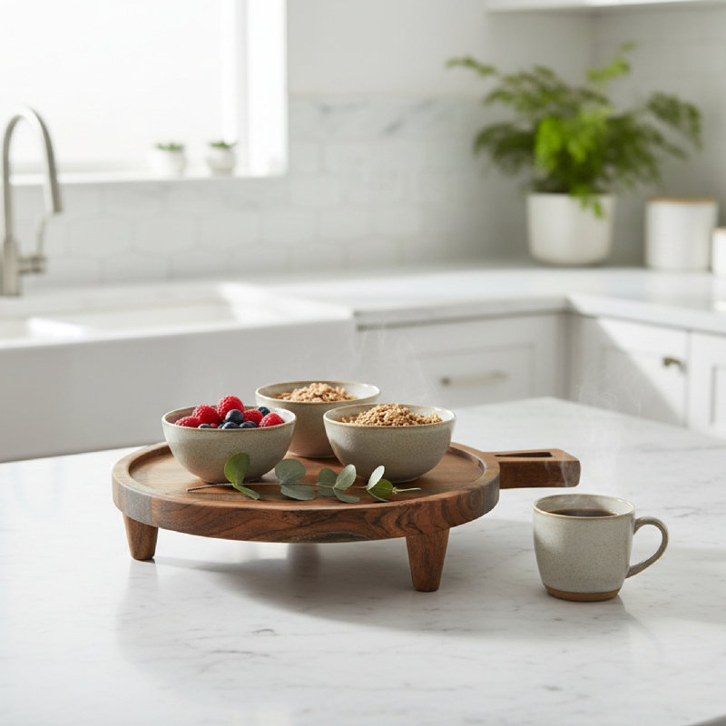Marlee Acacia Wooden Round Table Riser