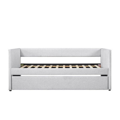 1pc Fabric - Upholstered Daybed with Trundle and Wooden Frame for Modern Homes