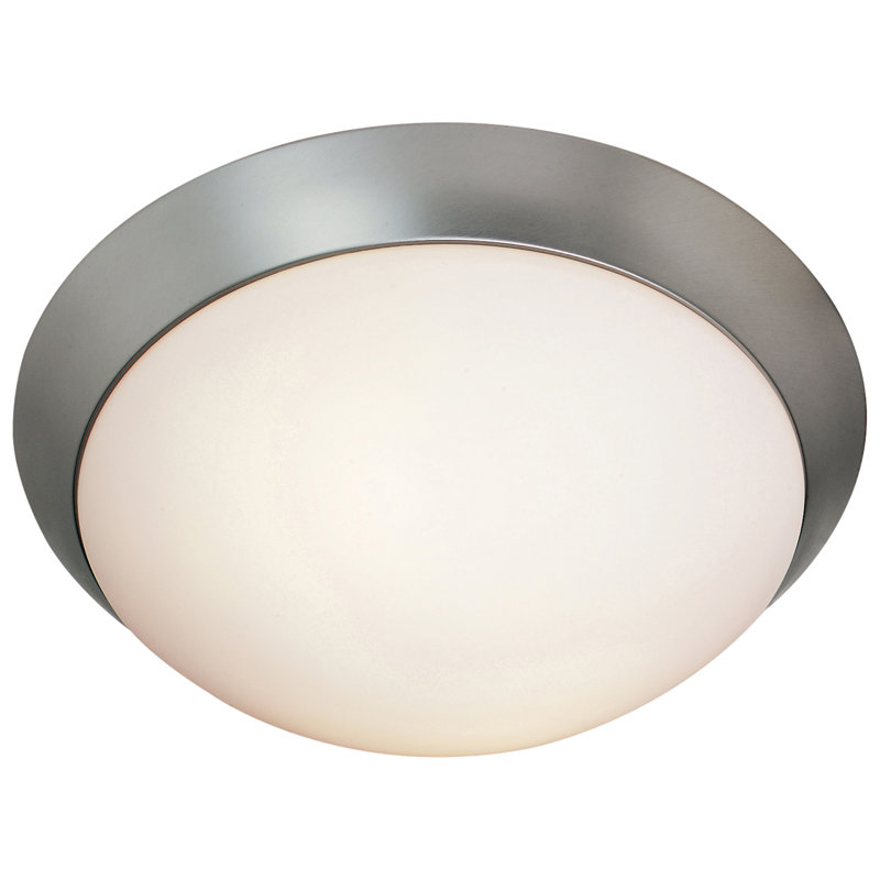 Plafonnier encastré en verre Capp, Acier brossé, Diamètre H 3,75 po x l 11,25 po