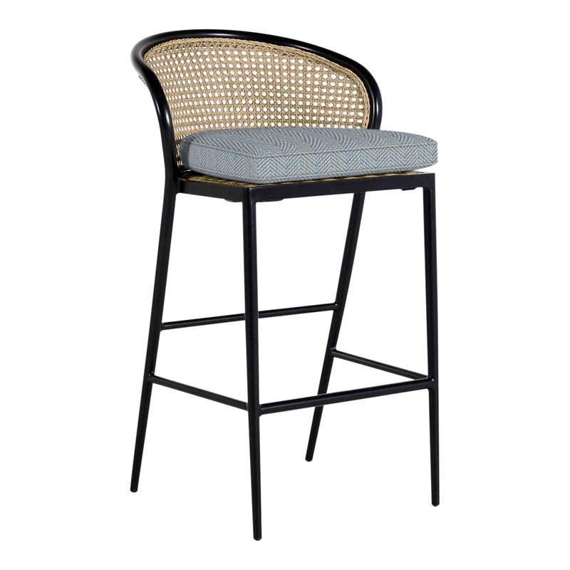 Havana 30" Bar Stool - Black/Natural Cane, Welt, Chalk/Natural Cane, Perigold Mixi Wren