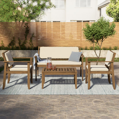 Ensemble de mobilier d'extérieur 4 pièces Ejnar en bois d'acacia massif