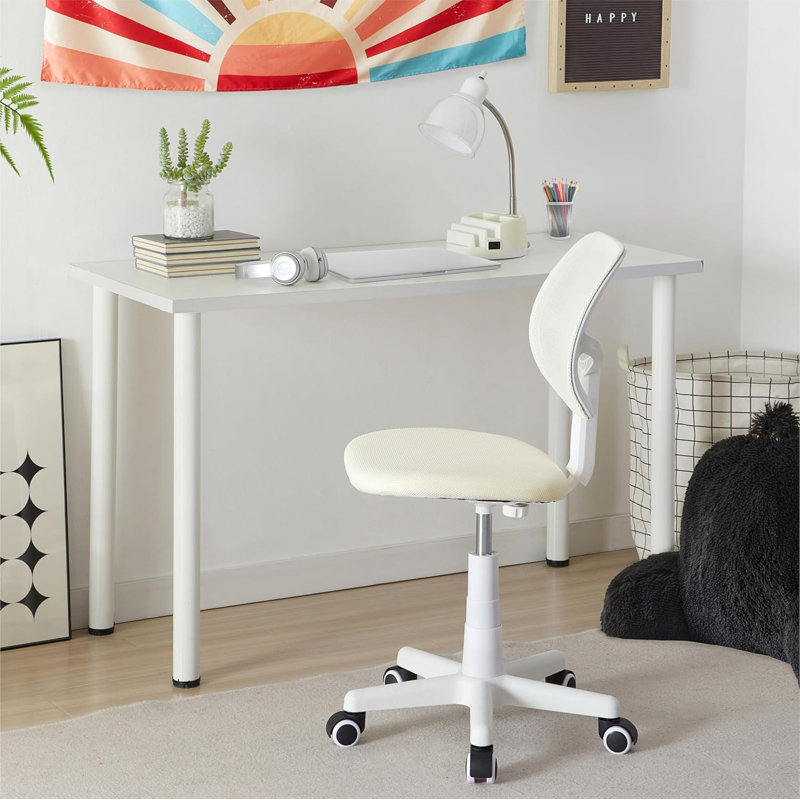  Chaise de bureau roulante avec dossier en filet, Blanc