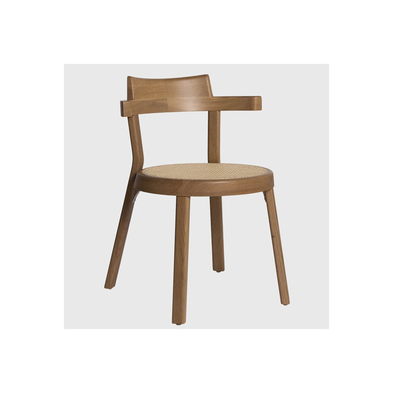Pagoda Solid Wood Arm Chair, Natural Oak