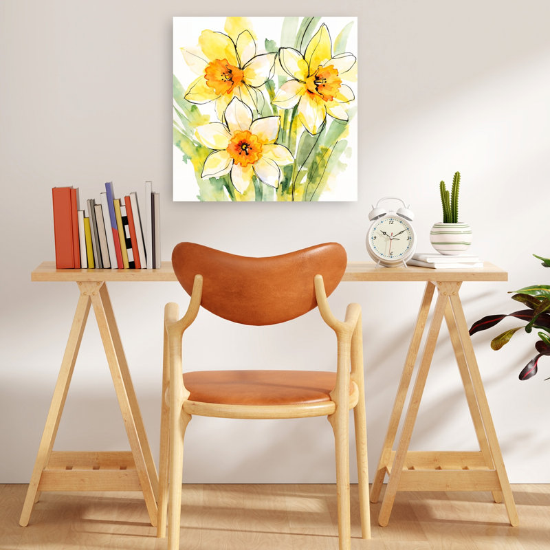 Jonquilles jaunes en fleurs, impression délicate de jonquille délicate et colorée, 18" H x 18" W