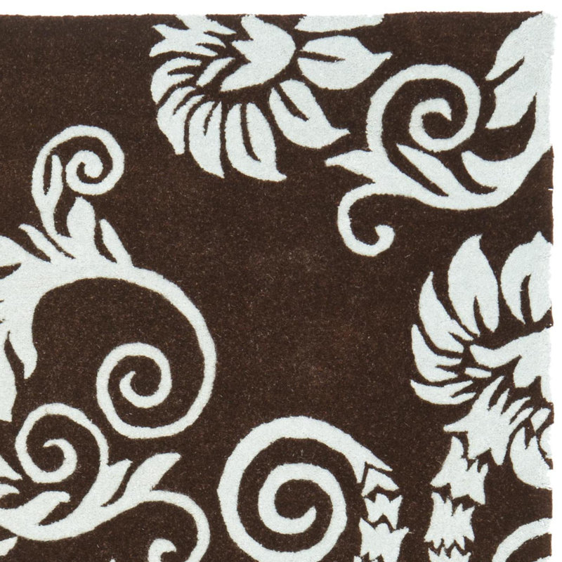 Candelo Hand Tufted Wool And Viscose Floral Rug, Rectangle 5' x 8'