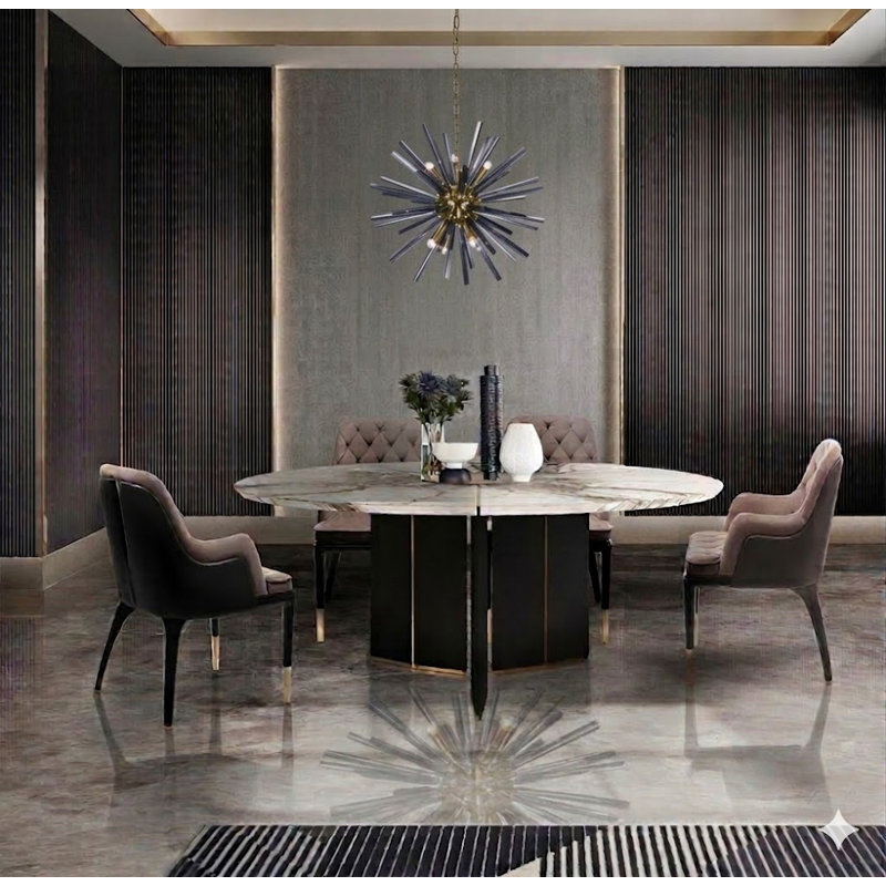 Rosa Modern 8-Light Sputnik Glass Chandelier , Brass