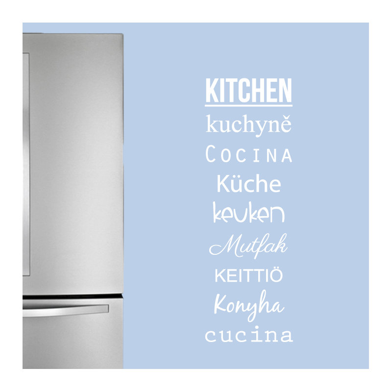 Décalcomanie murale mots pour la cuisine, Blanc
