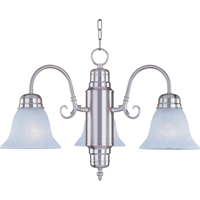 Lustre classique/traditionnel ombré 3 lumières Guillory, Nickel satiné