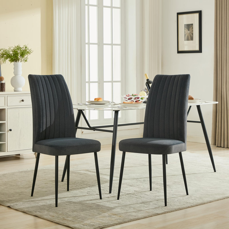 Ensemble de 2 chaises de salle à manger réglables en velours gris foncé, Gris foncé