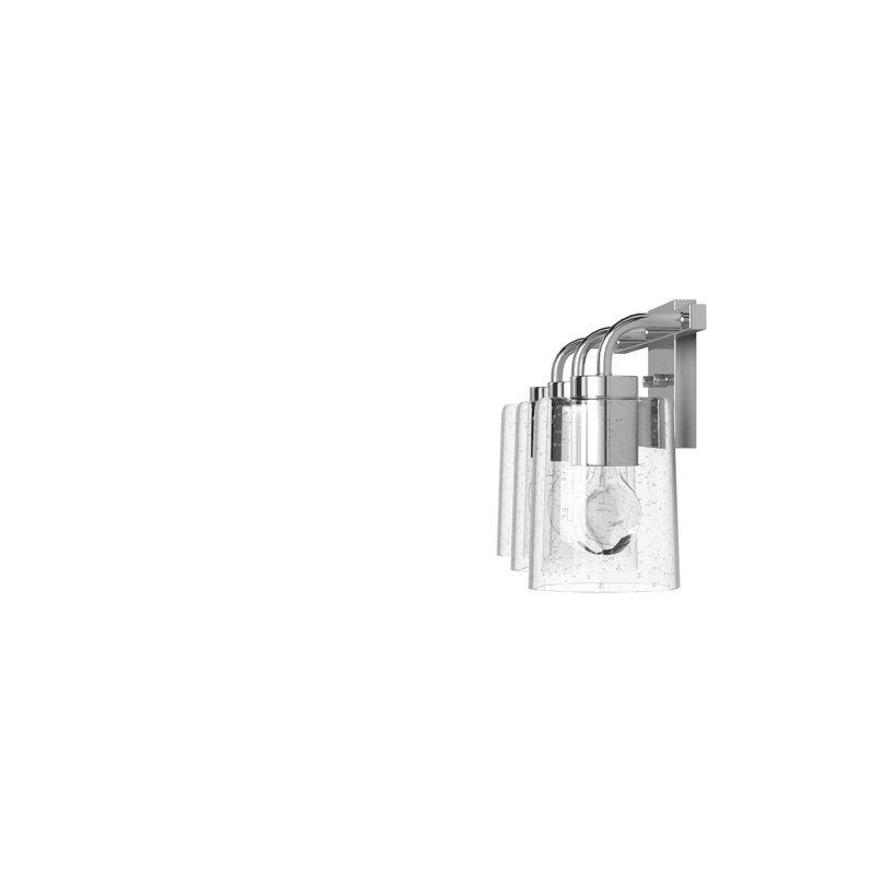 Chrome 3-Light Dimmable Vanity Light with Seeded Glass Shades