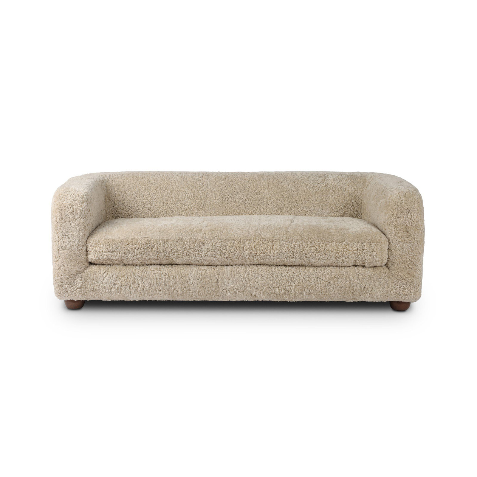Lovatt 84'' Upholstered Sofa, Beige Shearling