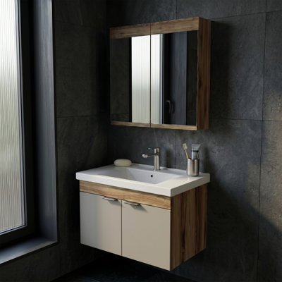 Ensemble de meuble-lavabo flottant avec armoire à pharmacie à deux portes Alastair